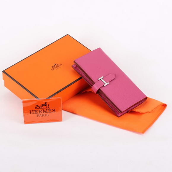 Cheap Fake Hermes Bearn Japonaise Bi-Fold A208 Roseo